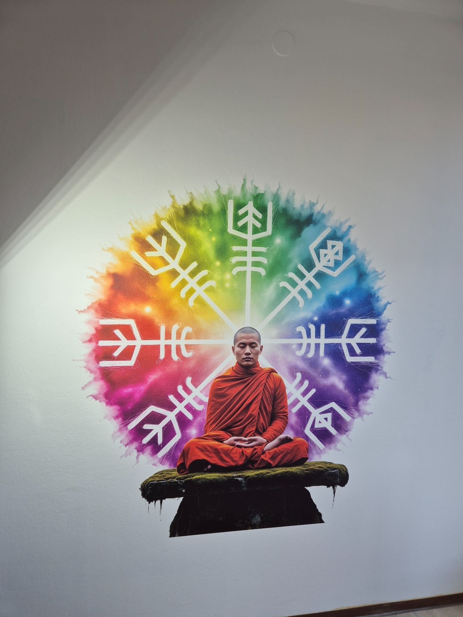 Innenwand mit Meditationsmotiv